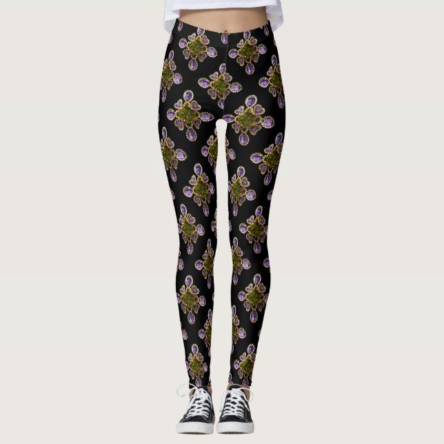 Leggings Diamants d'améthyste violet Emeralds bijoux (Devant)