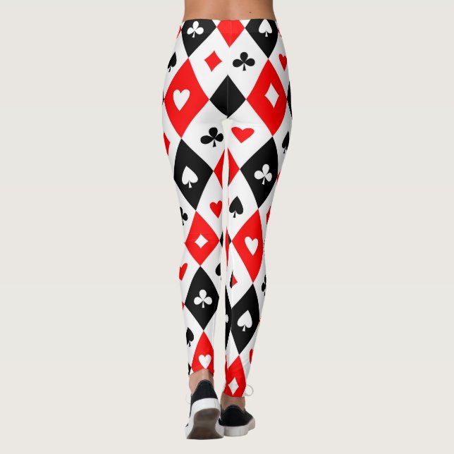 Leggings Diamonds Coeurs Pique Clubs Jouer Cartes Motif (Dos)