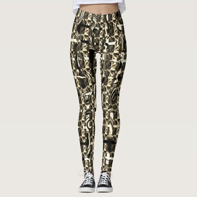 Leggings Différents brun, différents rayés verticaux (Devant)
