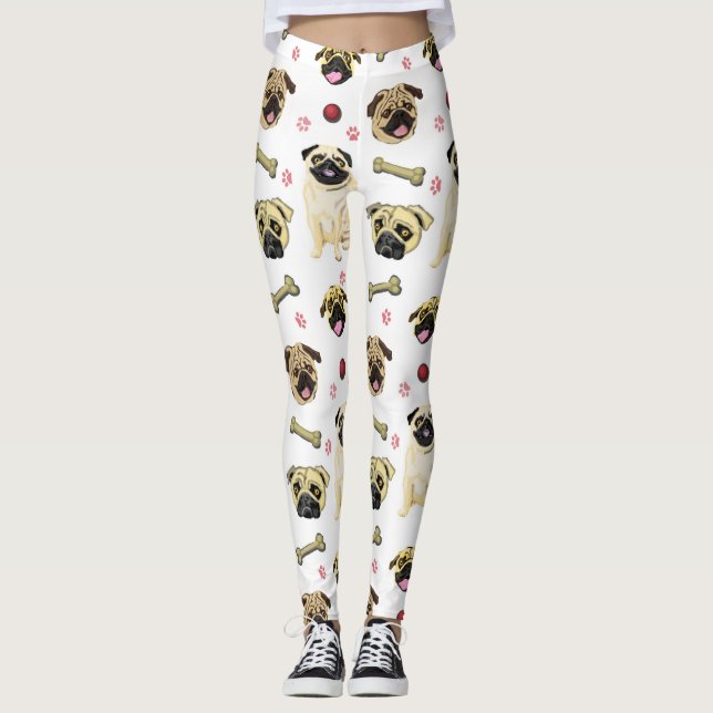 Leggings d'impression Carlin blanc (Devant)