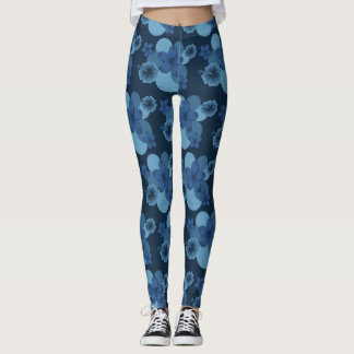 Leggings d'impression de fleurs tropicales Denim d