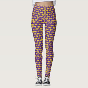 Leggings d'impression de tigre violet et or   Équi
