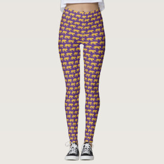 Leggings d'impression de tigre violet et or | Équi