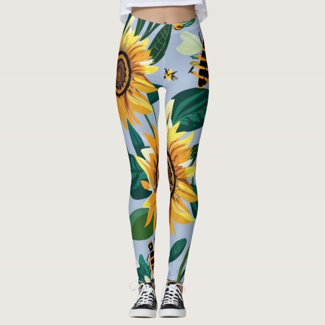 Leggings d'impression de tournesol (Devant)