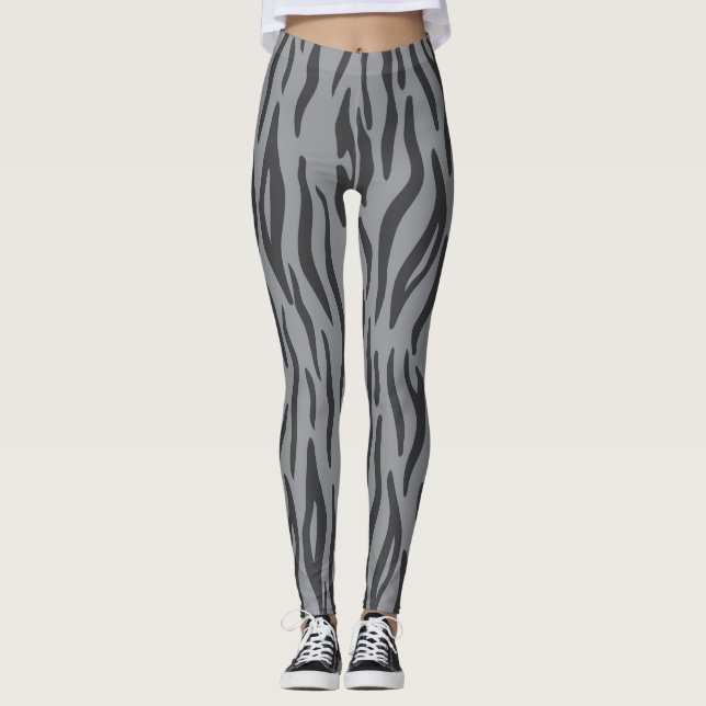 Leggings d'impression Heather Grey Zebra (Devant)