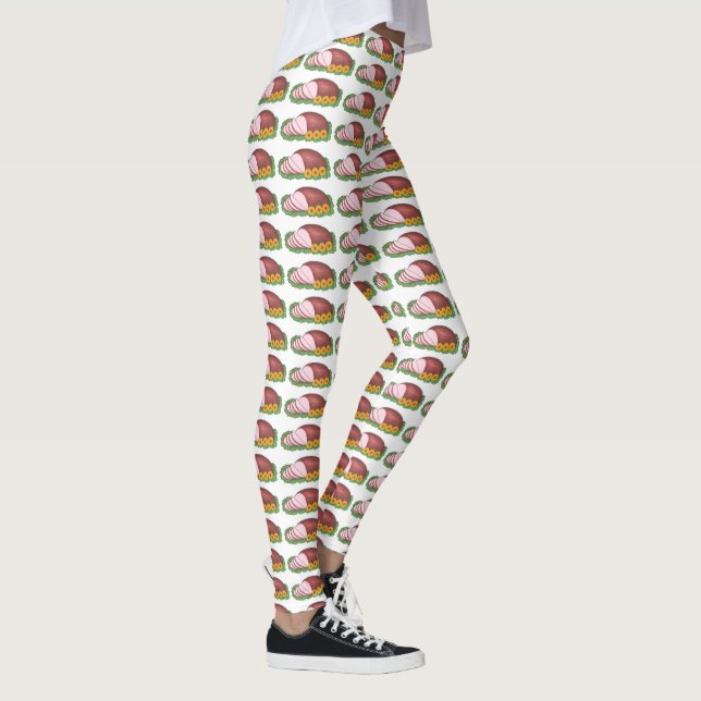 Leggings Dîner de Noël de jambon de vacances Nourriture (Droite)