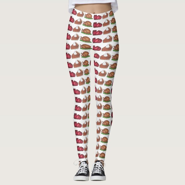 Leggings Dîner Thanksgiving Turquie Cranberry Pie Foody (Devant)
