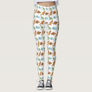 Leggings Dinosaures illustrés mignons sur le Motif blanc