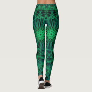leggings d'inspiration mandala verte et noire