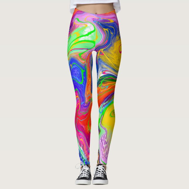 Leggings Disco Ball Electricity Marble Fluid Art (Devant)