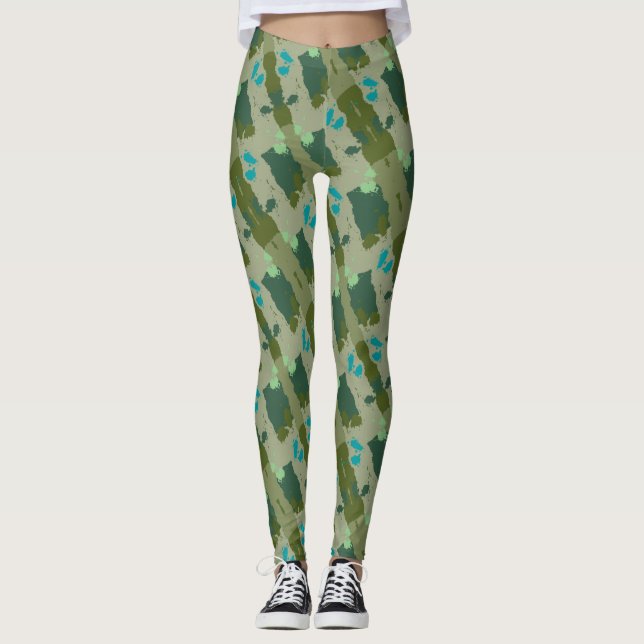 Leggings Diverse green colors background (Devant)