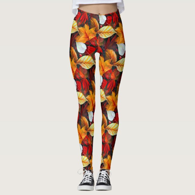 Leggings Domaine du feuillage avec Feuilles d'érable aux co (Devant)
