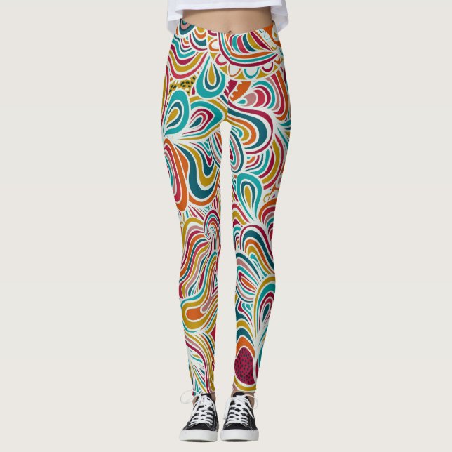 Leggings Doodle abstrait (Devant)