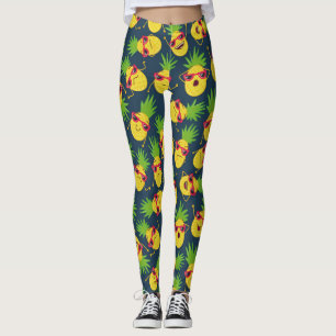 Leggings Doodle ananas, dessiné à la main, motif d'été.