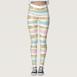 Leggings Doodle Design rose de mignons éclats d'or