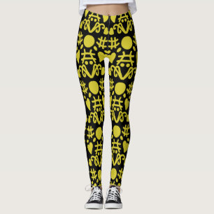 Leggings Doodle du coeur jaune