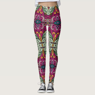 Leggings Doodle ethnique tribal géométrique floral
