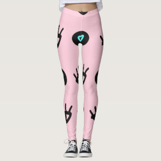 Leggings Doodle Fille : Coeurs Des Yeux Sans Couleur.