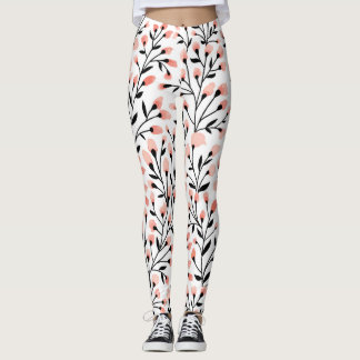 Leggings Doodle Flowers : Coral Floral sans joint.