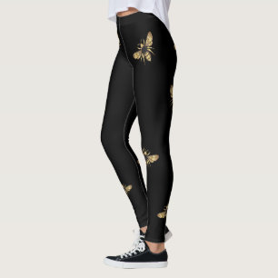 Leggings dorés en noir et or