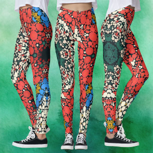Leggings Dot Mandala Rouge Blanc Bleu et Vert