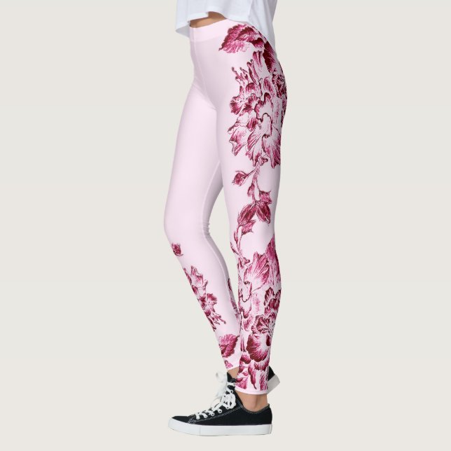 Leggings Double Hibiscus  Pink on Lt Pink  (Gauche)