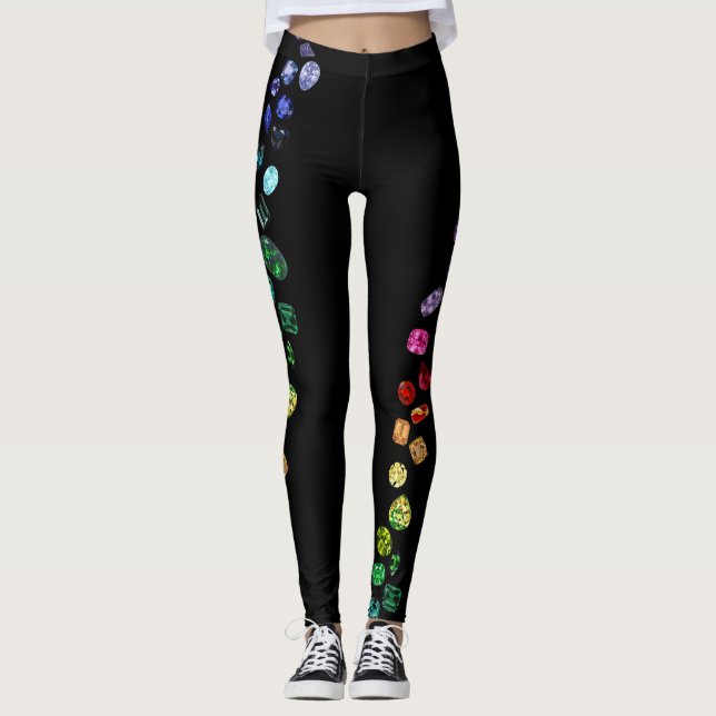 Leggings Doubles guêtres de pierre gemme de rangée (Devant)