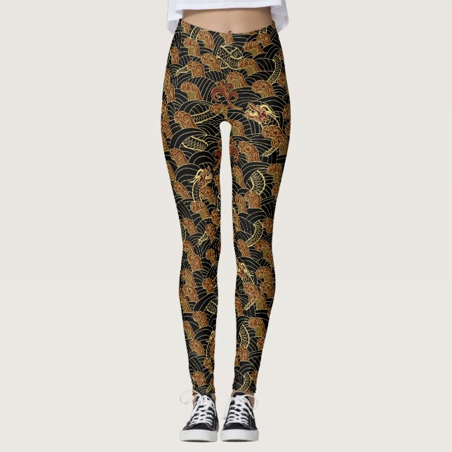 Leggings Dragon Caché Traditionnel Oriental (Devant)