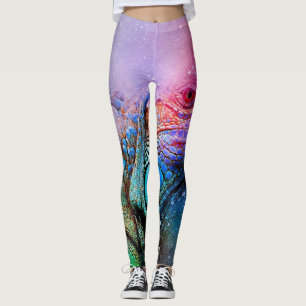 Leggings Dragon coloré d'iguane d'arc-en-ciel de guêtres 