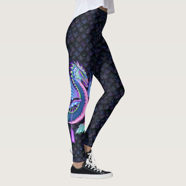 Leggings Dragon d'eau aux échelles de dragon bleu (Droite)