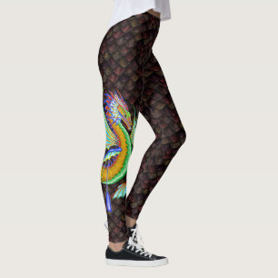 Leggings Dragon d'eau aux échelles de dragon rouge orange