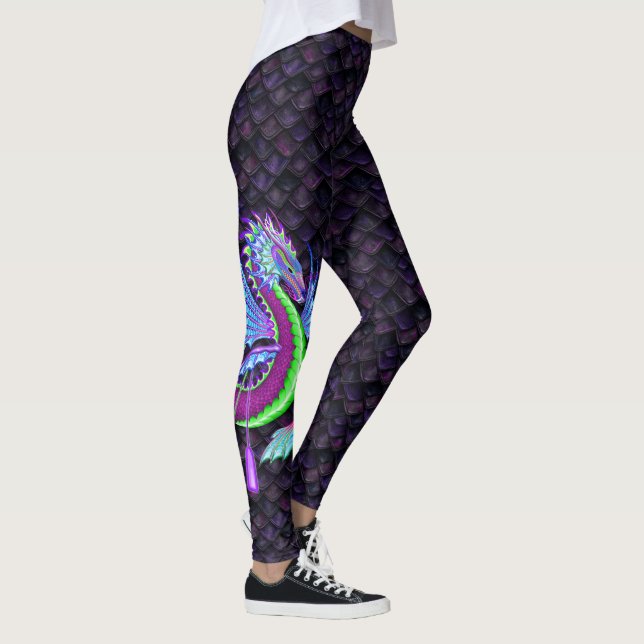 Leggings Dragon d'eau aux échelles roses (Droite)