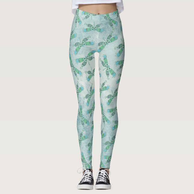 Leggings Dragonflies Boho en bleu (Devant)