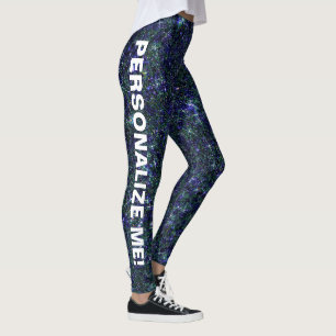 Leggings Dragon's Deep Blue Parties scintillant CUSTOM TEXT