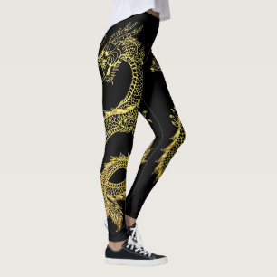 Leggings Dragons d'or Personnaliser la couleur Arrière - pl