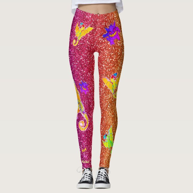 Leggings Dragons et monstres sur Parties scintillant Leggin (Devant)