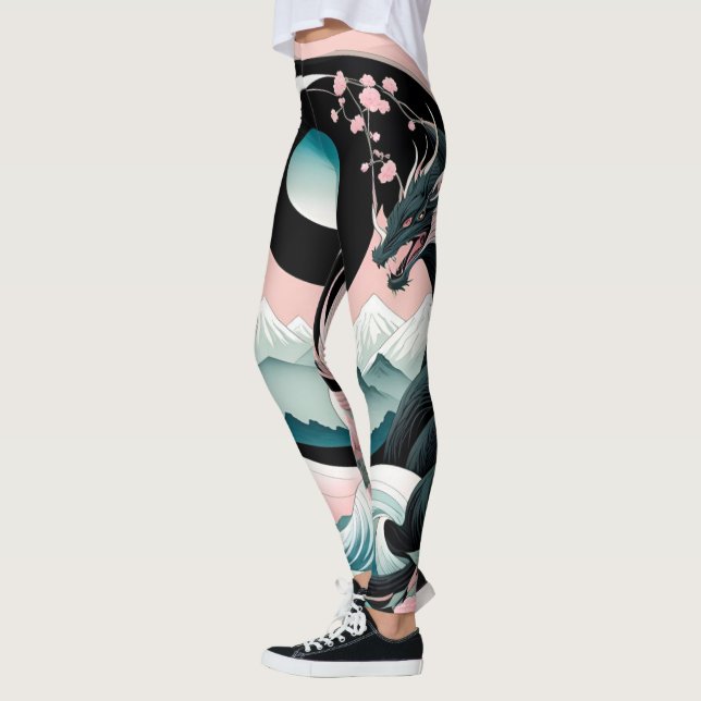 Leggings Dragons Floral Mountain Rose Sage Turquoise (Gauche)