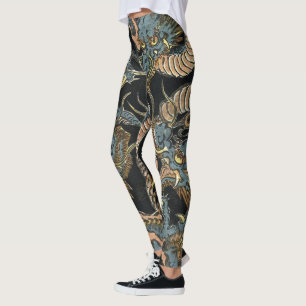 Leggings Dragons japonais vintages par Keisai Eisen