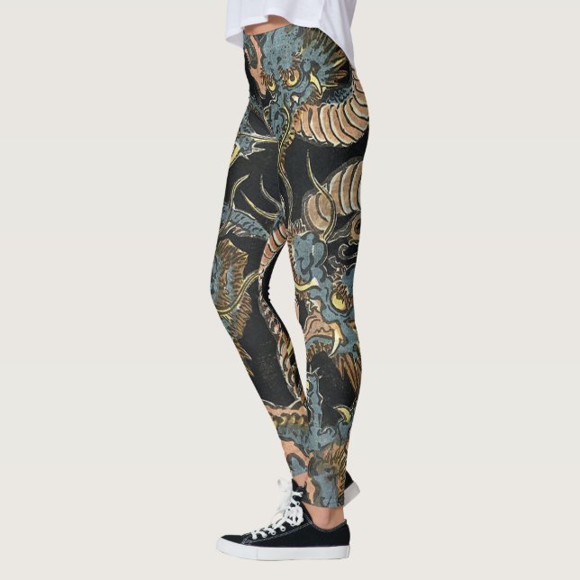 Leggings Dragons japonais vintages par Keisai Eisen (Gauche)