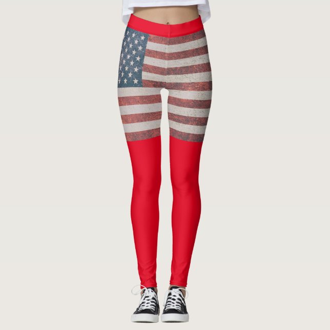 LEGGINGS DRAPEAU AMÉRICAIN 4 JUILLET YOGA PANTS LEGINGS (Devant)