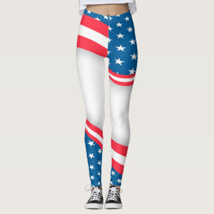 Leggings Drapeau américain Abstrait rouge blanc et bleu