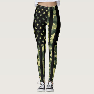 Leggings Drapeau américain avec camo vert