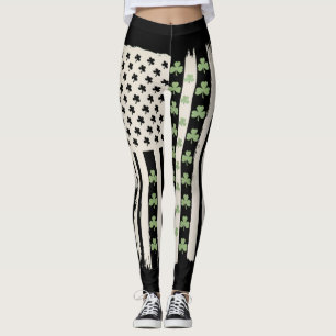 Leggings Drapeau américain avec Shamrocks pour St patrick