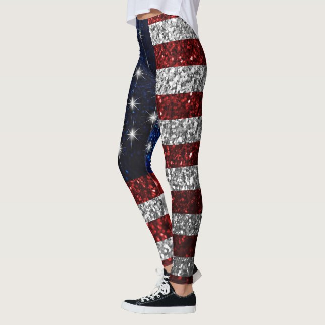 Leggings Drapeau américain dans des guêtres de graphique de (Gauche)