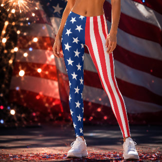 Leggings Drapeau américain étoilé et rayé patriotique USA