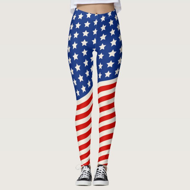 Leggings Drapeau américain étoiles et rayures 4 juillet (Devant)
