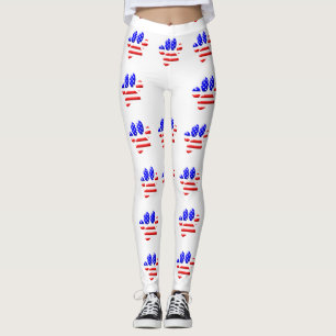 Leggings Drapeau américain motif empreinte de patte de chie