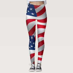 Leggings drapeau américain motif patriotique rouge bleu bla