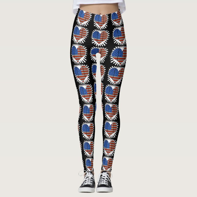 Leggings Drapeau américain Patriot Heart (Devant)