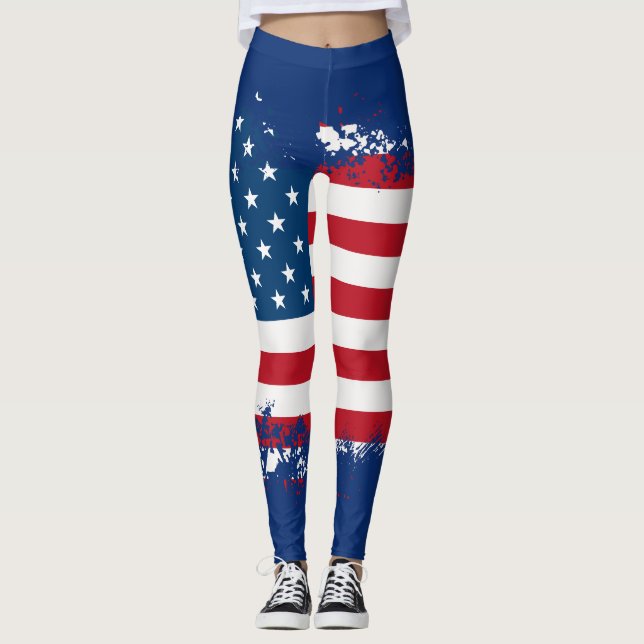 Leggings Drapeau américain patriotique féminin (Devant)
